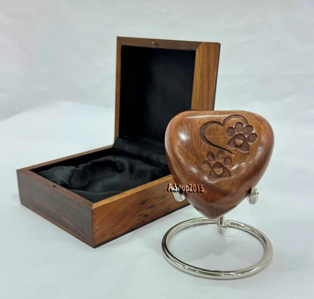 Wooden Heart Urn - Small Keepsake Cremation Urn for Human Ashes - Mini Urn Heart 3