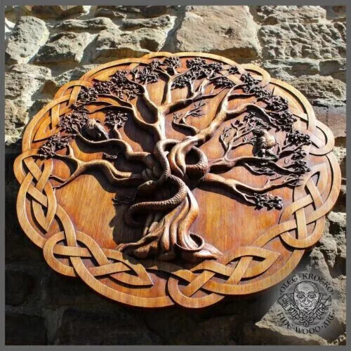 Handmade Home Decor Life Of Tree Wood Carved Wall Hanging New Designed Picture 2