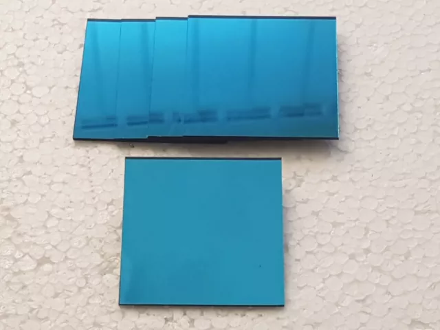 5 pièces, carreaux miroir en verre turquoise, 5 x 5 cm, 1,6 mm d'épaisseur. Art & Craft,