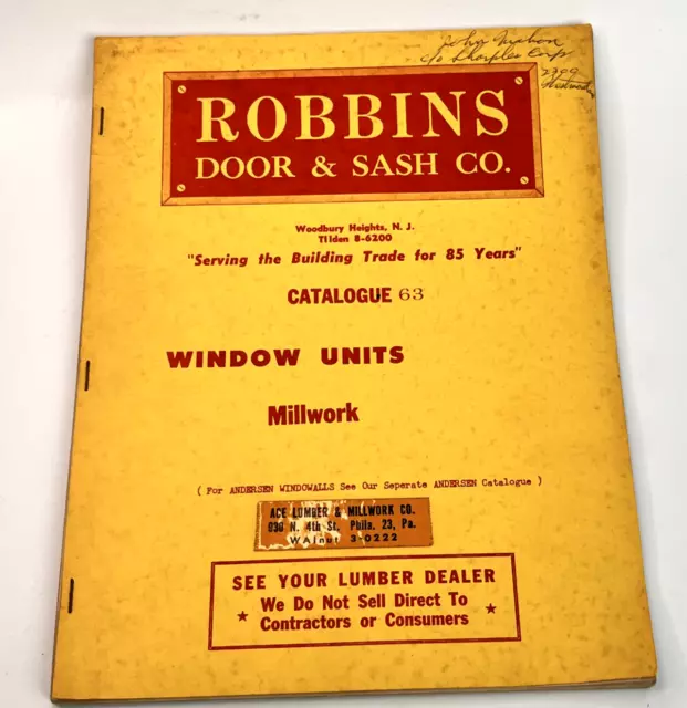 April 1962 Robbins Door and Sash company catalog, Philadelphia Ace lumber M