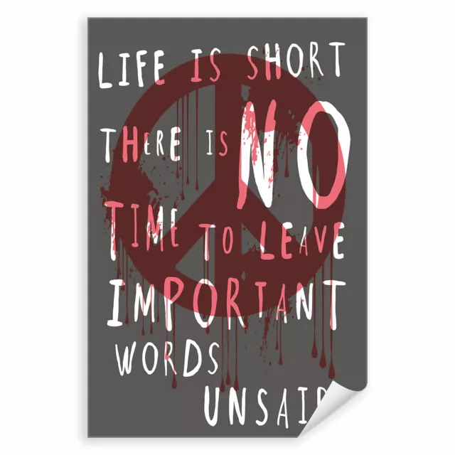Postereck 2392 Poster Leinwand Vintage Plakat, Life Is Short Spruch Peace Rot