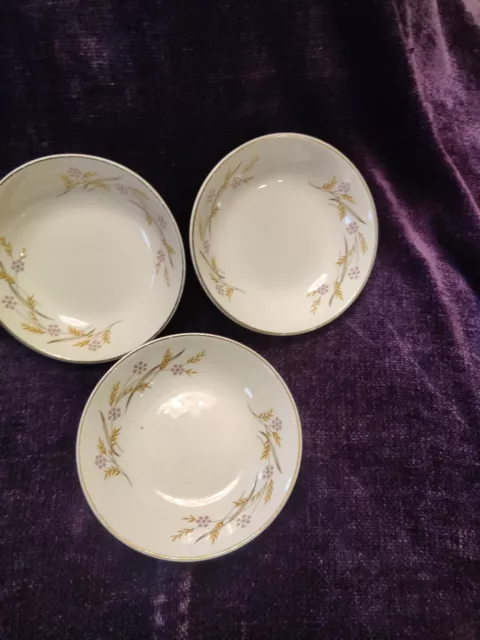 Vtg  'Harvest' By Universal Ballerina China 3 -5 1/2" Bowls Gold Trim Usa