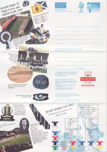 GB Stamps Aerogram / Air Letter APS87 - 1st NVI Rugby World Cup Scots Issue 1991