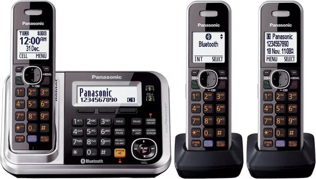 PANASONIC DECT Digital Cordless Phone Bluetooth Link-to-Mobile Key Finder Triple 2