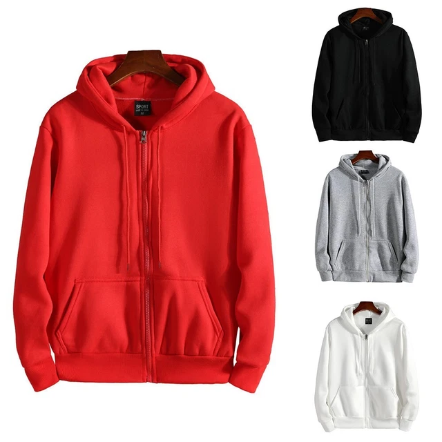 Uomo Autunno Inverno Solido Felpa con Cappuccio Tasca Larga Cardigan Casual