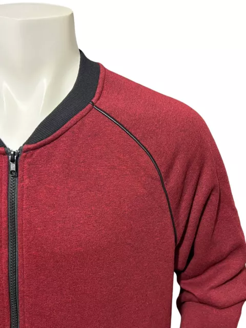 Guess Full Zip Mens Sweatshirt Size 2XL XXL Collarless Burgundy Long Sleeve Logo