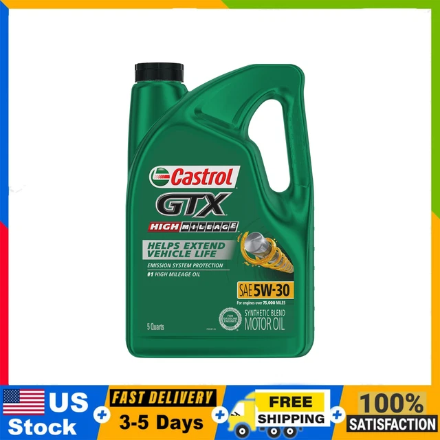 GTX High Mileage 5W-30 Synthetic Blend Motor Oil, 5 Quarts