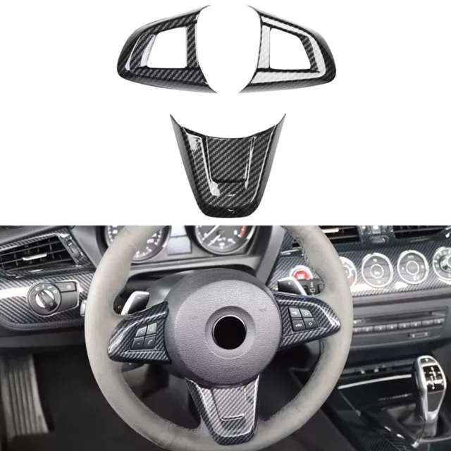 for BMW Z4 E89 09–16 Interior Carbon Fiber ABS Steering Wheel Cover Trim 3PCS