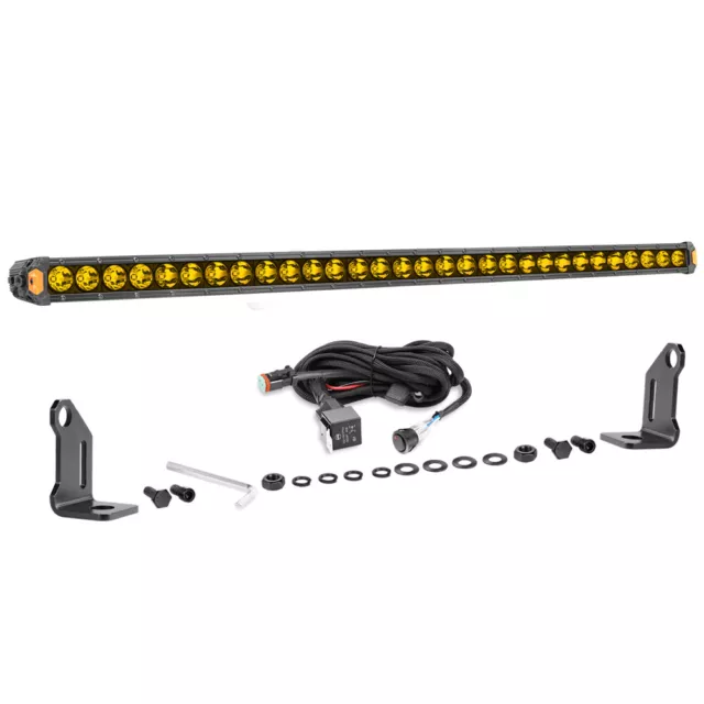 For Polaris XP 30Inch Amber LED Light Bar Single Row Spot Flood Offroad Driving