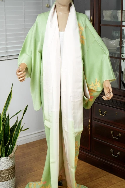Dear Vanilla Japanese Silk Kimono Women's Robe Gown Authentic Japan Vintage Mint 7