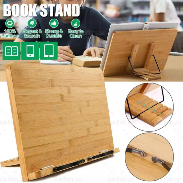 Portable Adjustable Book Stand Document Bamboo Reading Desk Holder Home 5 Style