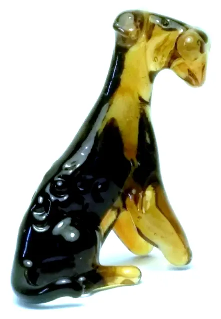 Hand Blown "Murano" Glass Collectable Sitting  Airedale Terrier Dog  Figurine