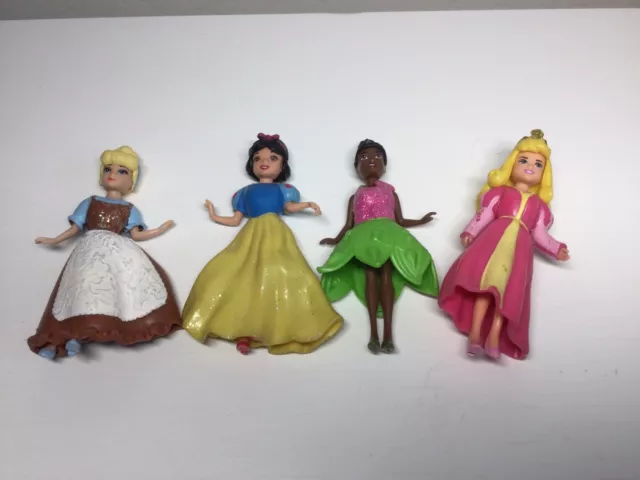 Polly Pocket Disney Princess Mixed Lot Dolls With Rubber Dresses
