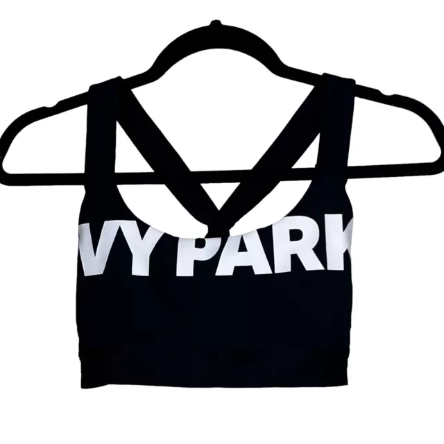 IVY PARK Womens Size Small Black White Logo Sports Bra