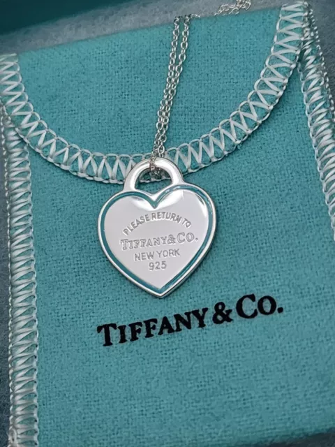 Tiffany & Co. Sterling Silver Blue Outline Pendant necklace with Heart Pendant
