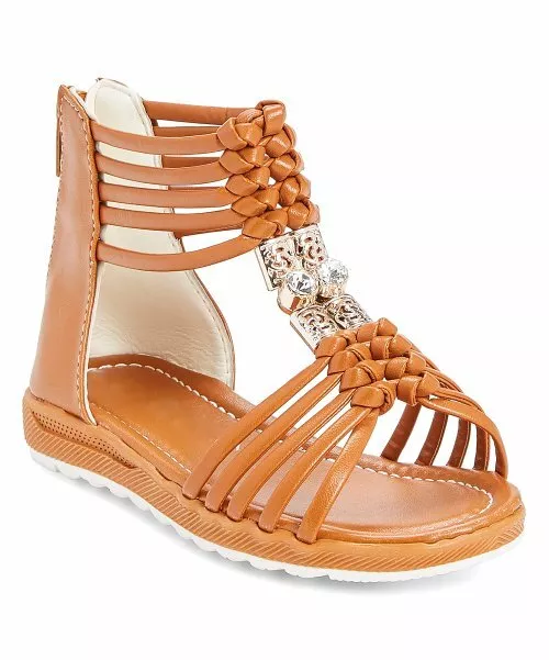 New Ameta Girls Toddler Brown Strappy Zip Back Sandals Size 2 QQ-55K NWT A2614
