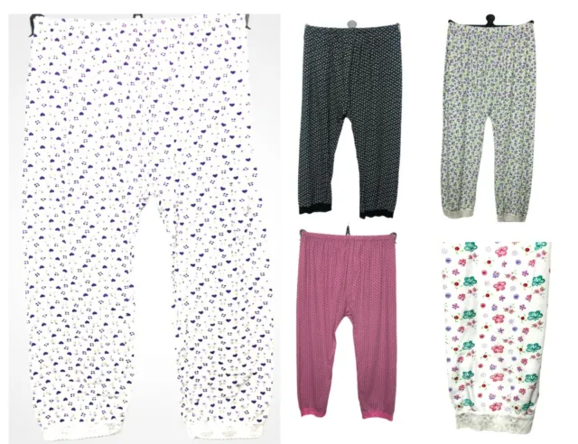 Ladies Womens Pyjama Bottoms 100% Cotton Summer  Lounge Pants White Black New