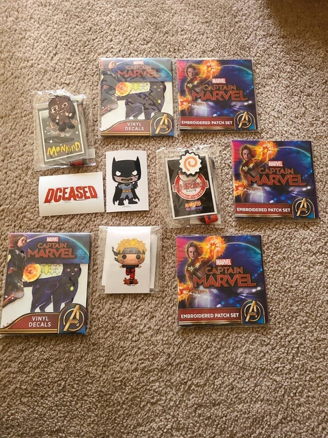 Funko Lot Stickers Patches Lanyards Batman Naruto Captain Marvel Mankind