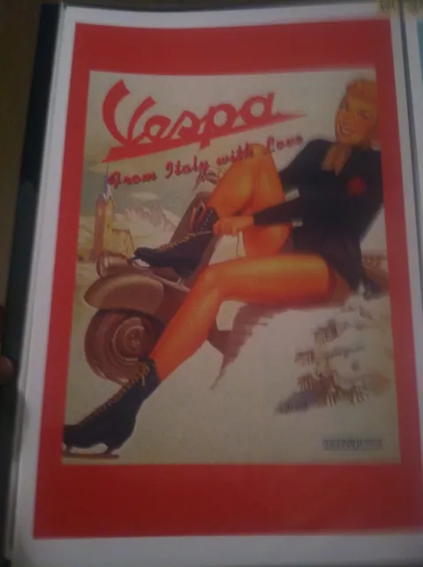 Vintage Vespa Scooter Pin Up Poster Advertisement S151