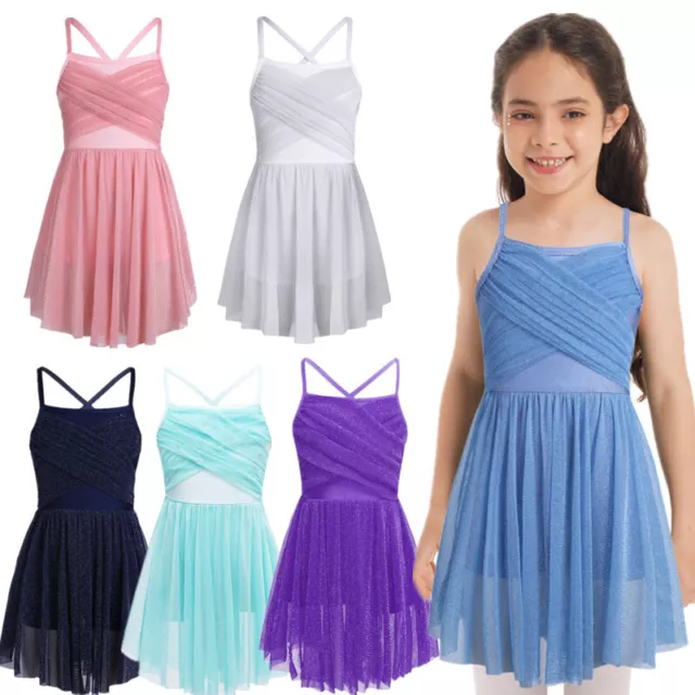 Girls Lyrical Ballet Dance Tutu Dress Ballerina Gymnastic Leotard Skirt Costume