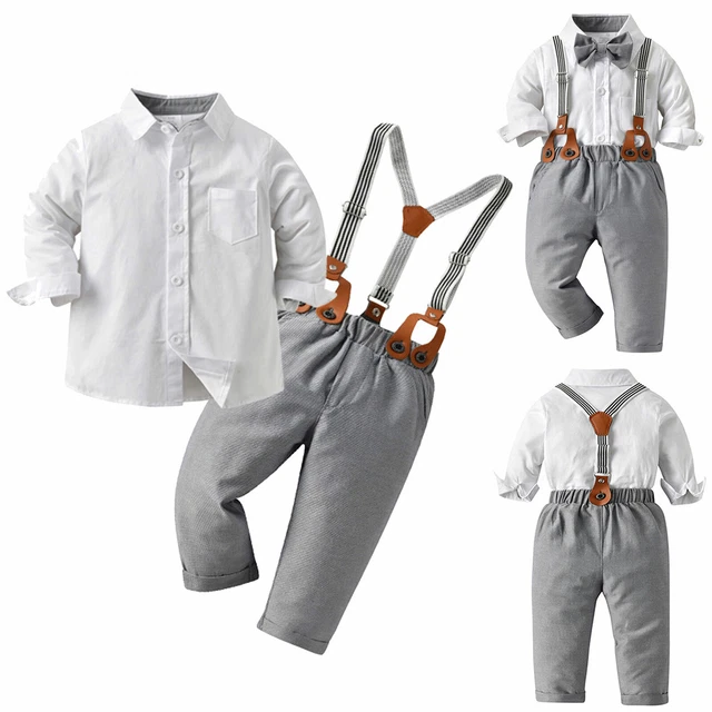 Abiti da gentiluomo neonato bambini neonati camicie sospensioni set pantaloni lunghi