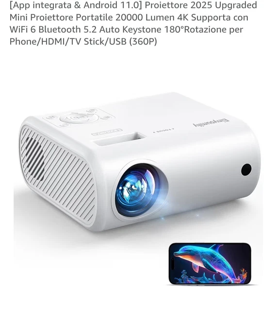 Magcubic HY310 Proiettore 4K, Mini Proiettore Portatile con WiFi 6 e Bluetooth 5.4, Ruotabile