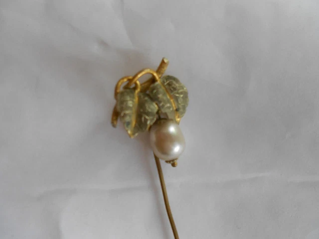 Épingle à Cravate Art Nouveau Fix - Plaqué Or & Perle - Vintage D'Occasion