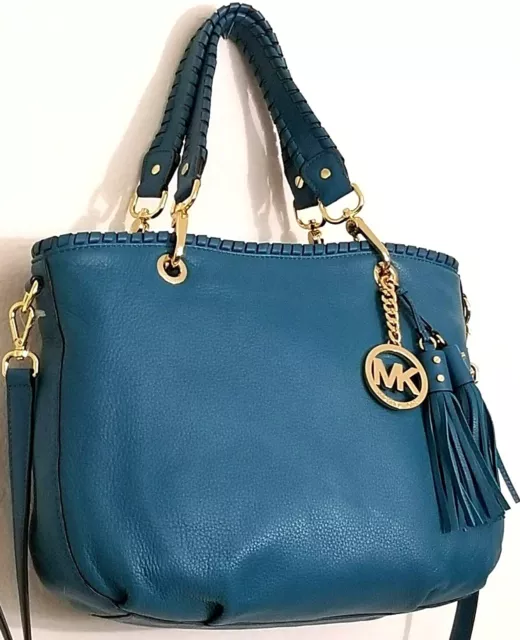 Michael Kors Marilyn Medium Saffiano Palm Green Leather Top Zip Tote Bag  NWT$228