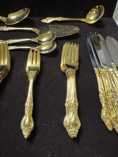 63 Pcs Royal Sealy Gold Plated Flatware Cutlery Set For 8 People 3