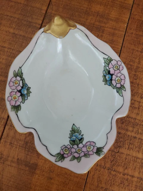 Antique trinket Dish,German Victorian Art Deco bowl nappy Gold trim