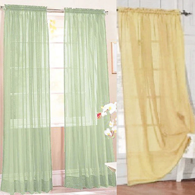 Glass Yarn Sheer Window Valance Curtain Pure Color Bedroom Home Wedding Decor 6