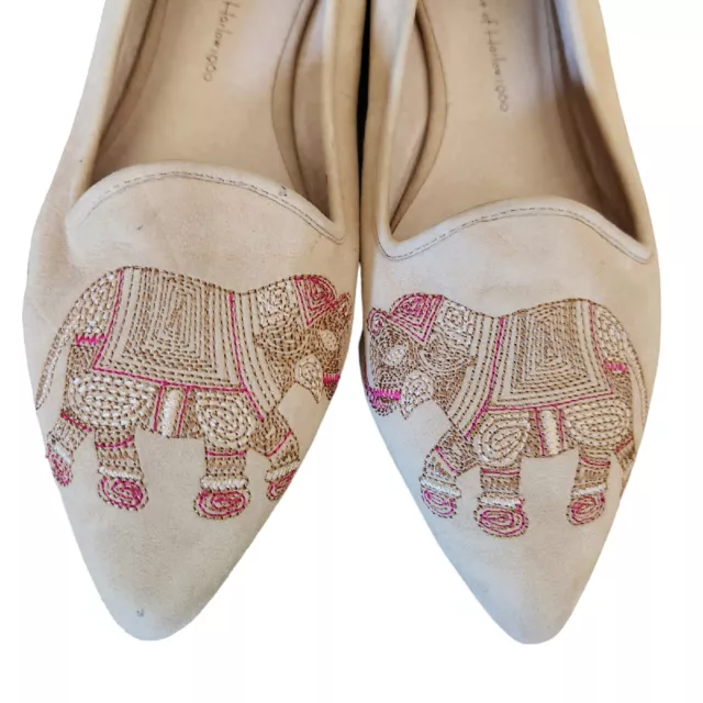 Anthropologie House Of Harlow 1960 Embroidered Elephant Sammy Flat Shoe Boho 38 2