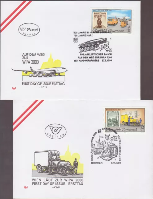 2 schöne Österreichische Ersttagbriefe , mit Marken: WIPA 2000