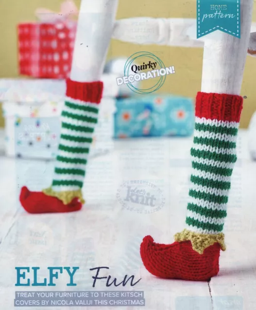 ~ Patrón de tejido extraíble para cubiertas de piernas de mesa y silla de elfos de Navidad alegres ~