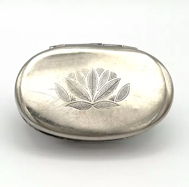 Antike Pillendose Tabatière Floral Schmuckbox Silber Schatulle Alt RAR #1849