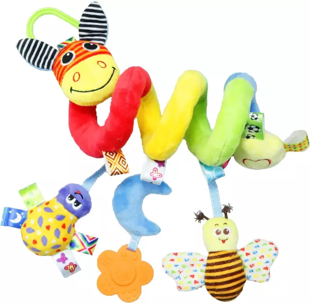 Hanging Rattle Toys for Car Seat Crib Mobile, Infant Baby Spiral Plush Toys for