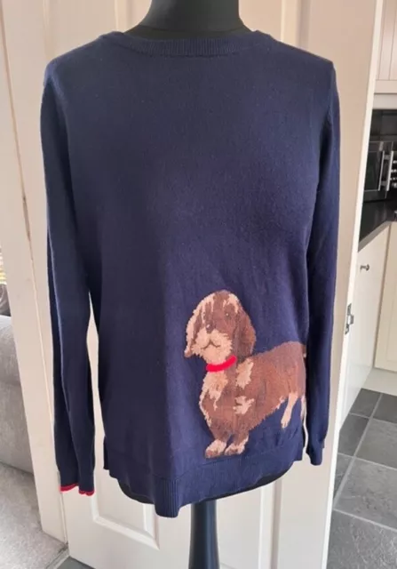 JOULES JUMPER SWEATER Knitted Knit Miranda Dachshund Dog Navy Blue Size 12 A456 19.99 PicClick UK