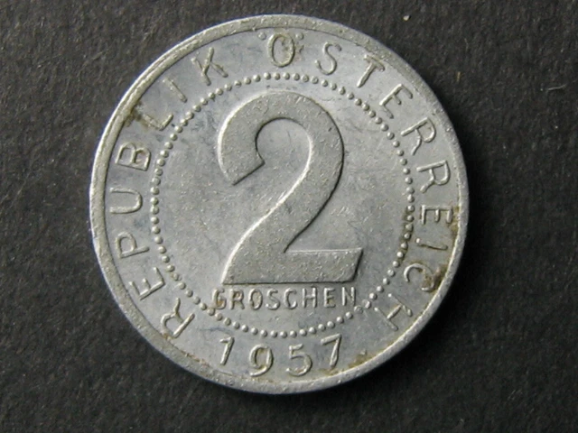 Austria 1957 - 2 Groschen Coin - KM#2876 - Imperial Eagle with Austrian Shield
