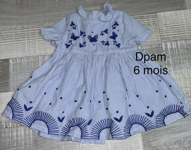 Robe Bébé Fille 3 Mois Jaune Citron - Style Marin évasé Pour L'été, Très Bon état
