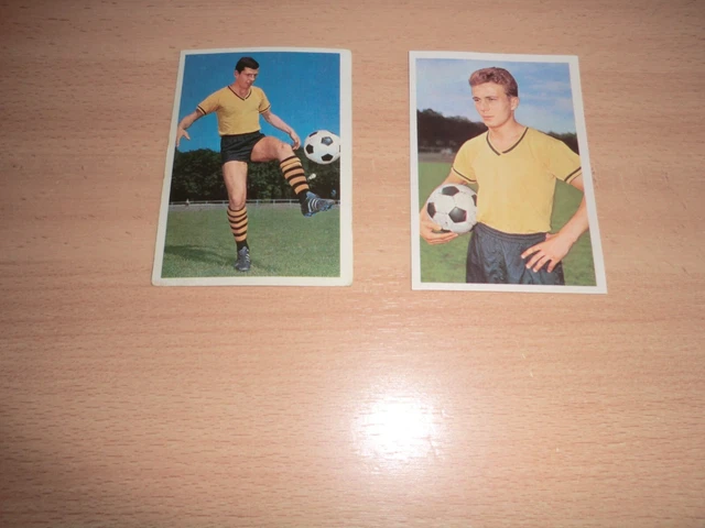 2 Sammelbilder "UNGEKLEBT", Sammelalbum Fußball Bundesliga 1965/66, Bergmann