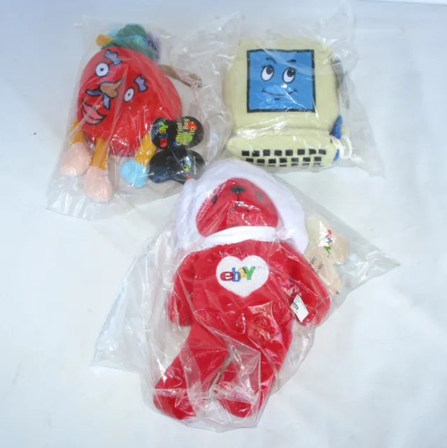 3 Ebay Live Bean Bag Toys Mr. Apple Betsy Bear & Mega-A-Hertz New In Sealed Bags