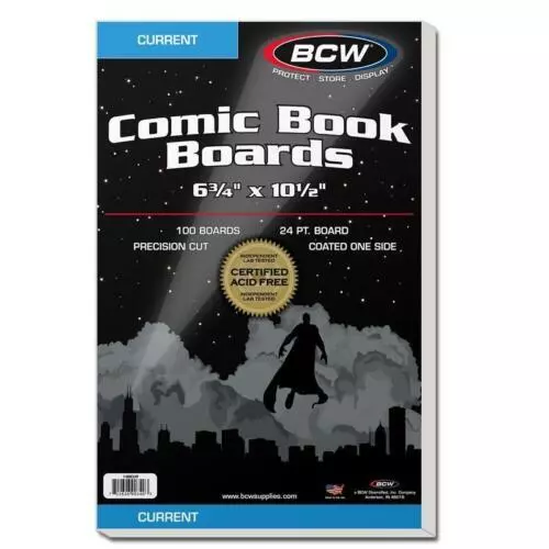 Pack 100 BCW Current /Modern Comic Book Acid Free Backing Boards white backers