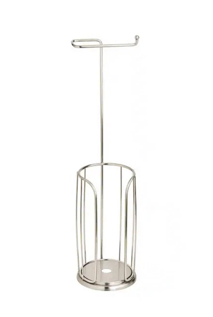 Freestanding Toilet Paper Holder with Reserve, Brushed Nickel