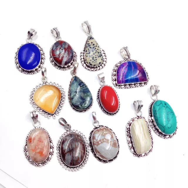 Großhandel Anhänger Viele Mix Edelstein 925 Sterling Versilbert Handmade Schmuck