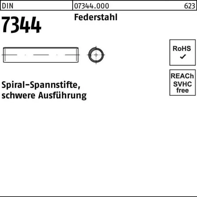 Spiralspannstift DIN 7344/ISO 8748 4 x 12 Federstahl schwere Ausführung DIN 7344