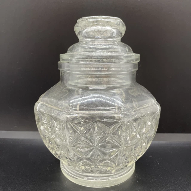 Clear Pressed Glass Ginger Jar Urn Storage Jar Pot Home Decor Ornament