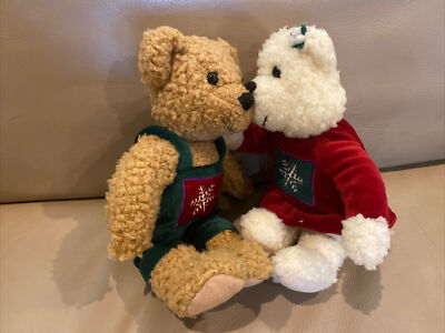 Hallmark Kiss Kiss Mistletoe Plush Christmas Bears plush snowflake Magnetic 10"