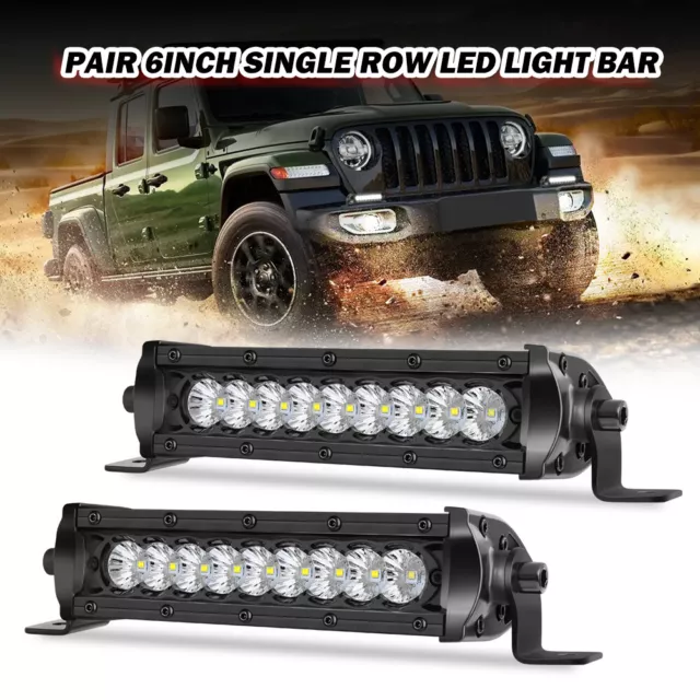 Pair 6" LED Work Light Bar Combo Beam Reverse Fog Lamps Offroad Bumper 4WD Truck