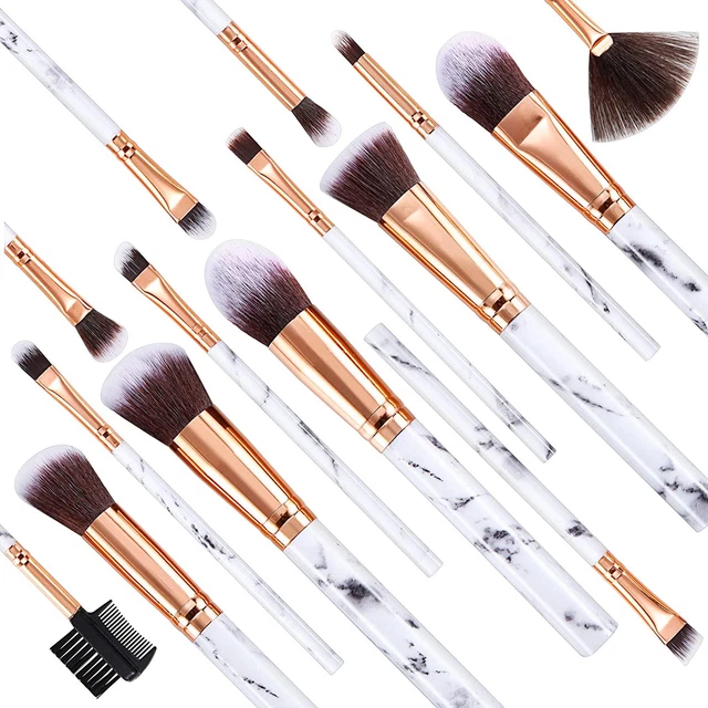 Pennelli Make up FILY  15 Pezzi Set Di Pennelli per Trucco in Marmo Premium Sint 7