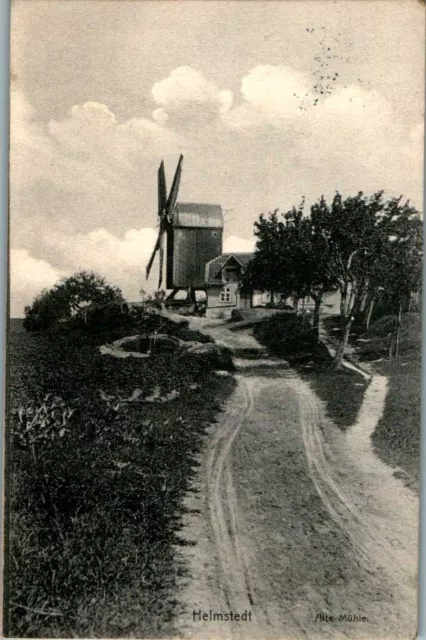 Ak Gruss Aus Helmstedt Alte Windmühle An Der Strasse 1909 Niedersachsen